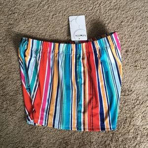 NWT Full Circle Trends Juniors Striped Bike Shorts